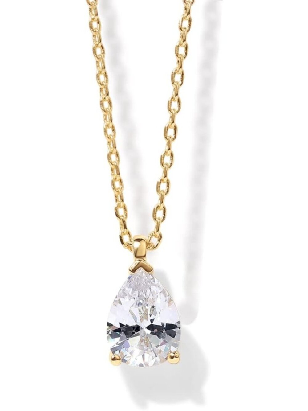 14K Gold Plated Cubic Zirconia Diamond Pendant Necklace | Adjustable Slider for
